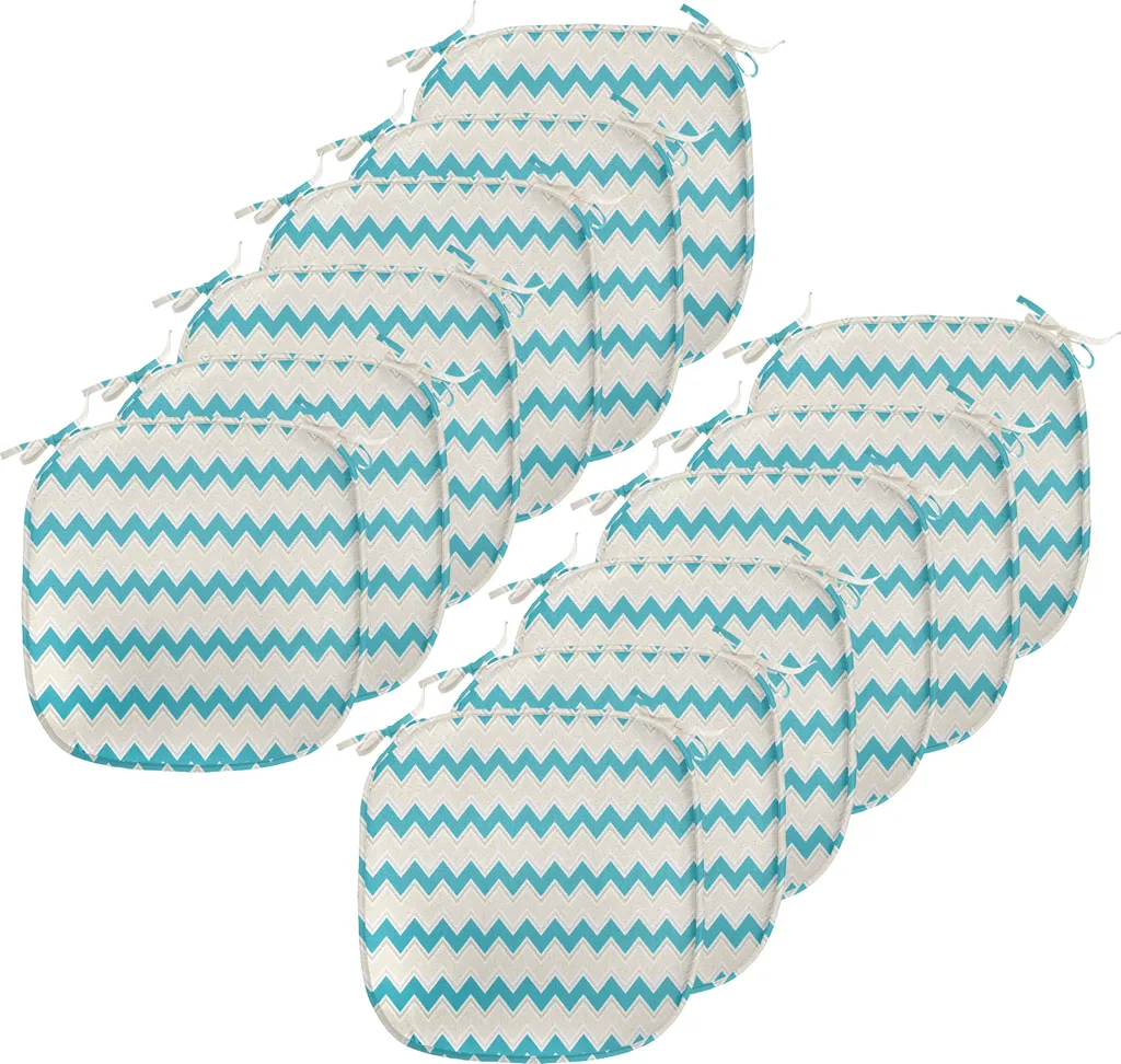 Set 12 Cuscini Sedie Cucina ABAKUHAUS Teal Zig-Zag Antimacchia