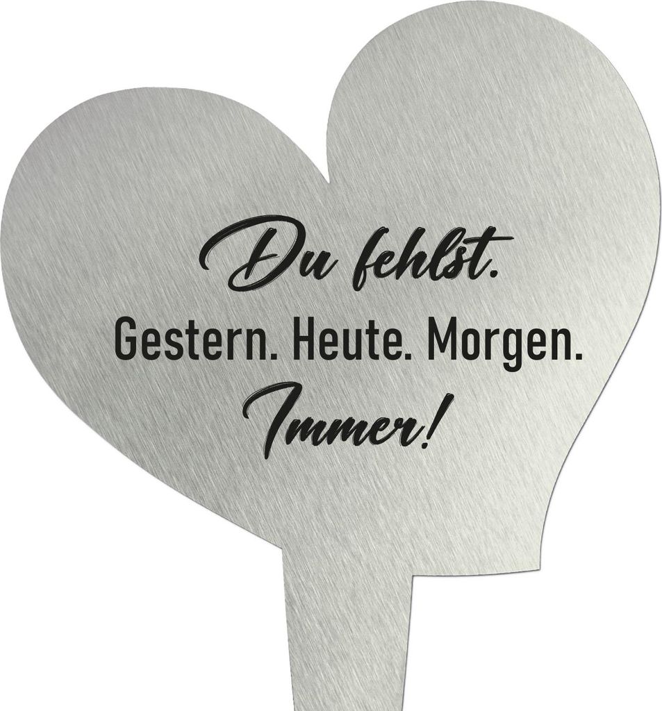 younikat Grabstecker aus Edelstahl I Grabschmuck Herz 17,8 Produktbild 