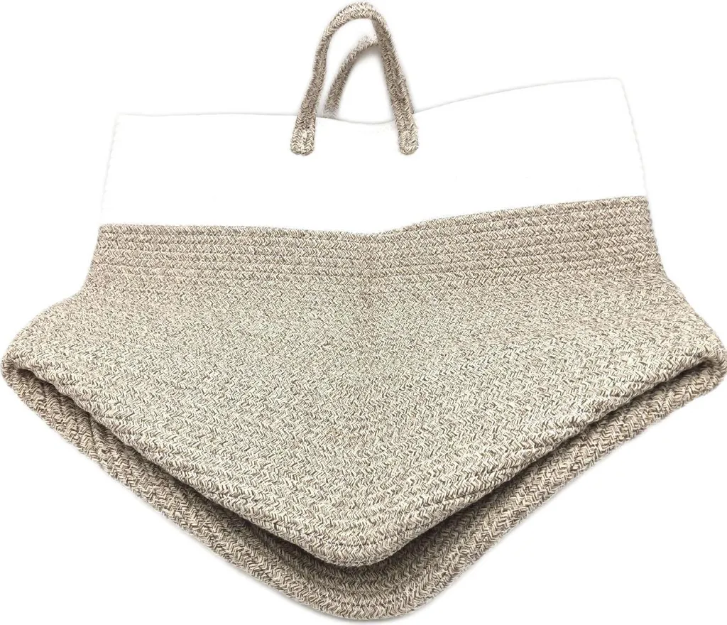Panier à linge tressé artisanal en coton avec poignées intégrées