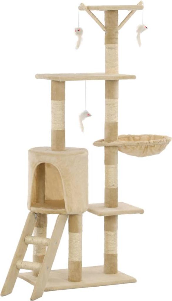 vidaXL Katzen-Kratzbaum mit Sisal-Säulen 138 cm Beige