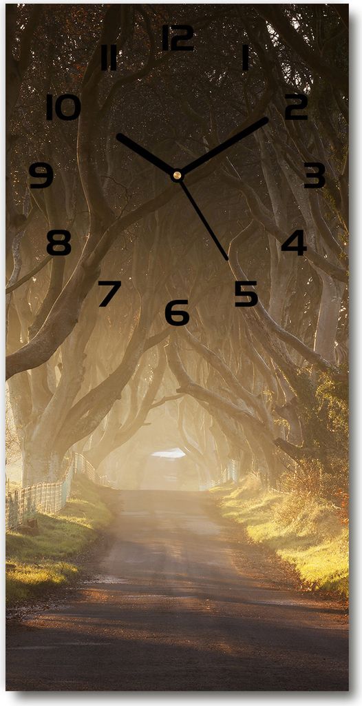 Wanduhr aus Glas – 30x60 cm - Glasbild - Glasuhr - Gehärtetes Glas -Pfad im Wald