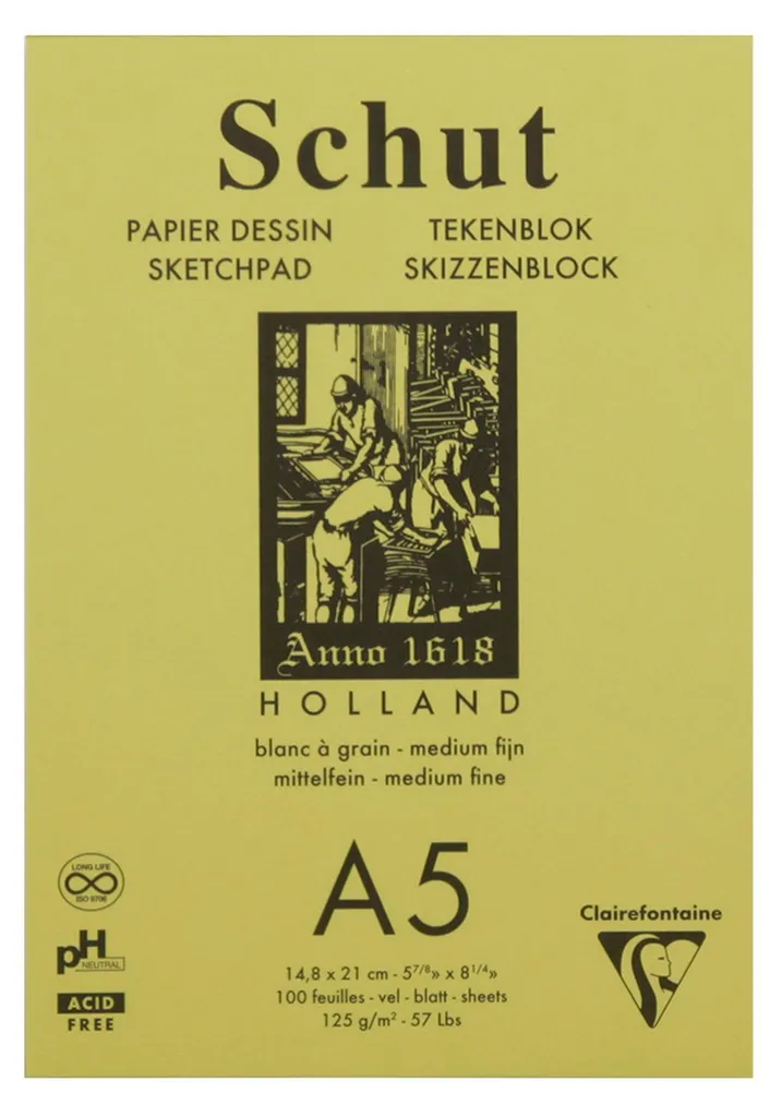 Bloc de dessin format A5 Schut 100 pages pour croquis et esquisse