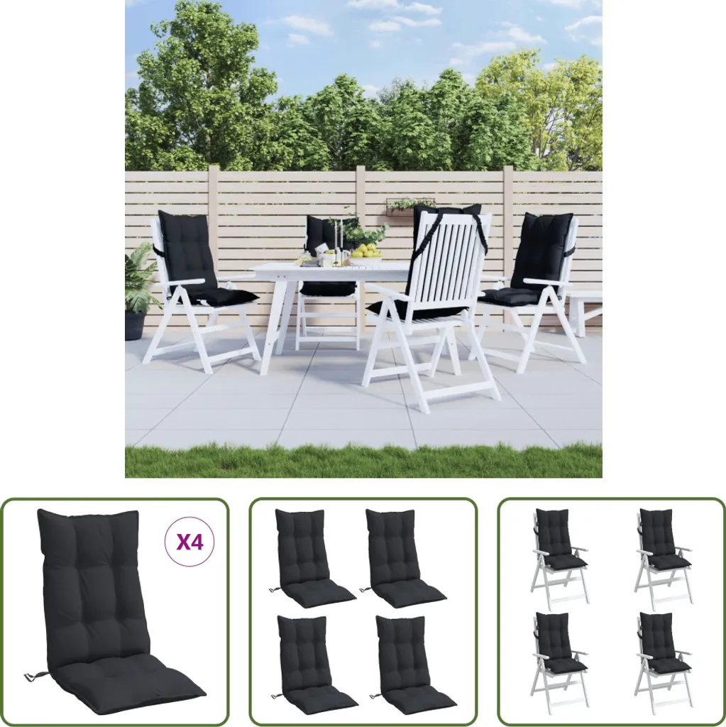 Cuscini Schienale Alto Nero Oxford | Set 4 Pezzi The Living Store
