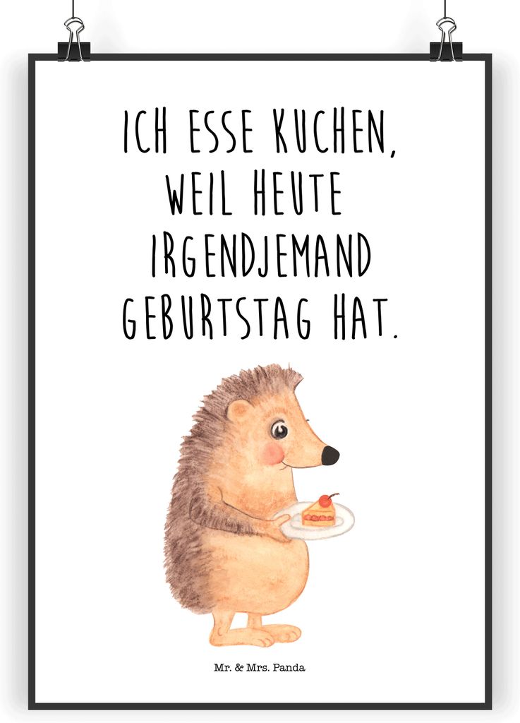 Mr. & Mrs. Panda Bild Igel Kuchenstück DIN A4 - Weiß - Geschenk, drucke, wanddeko, Einladung Party, Geburtstagskuchen, Kuchen, Lustige Sprüche, ...