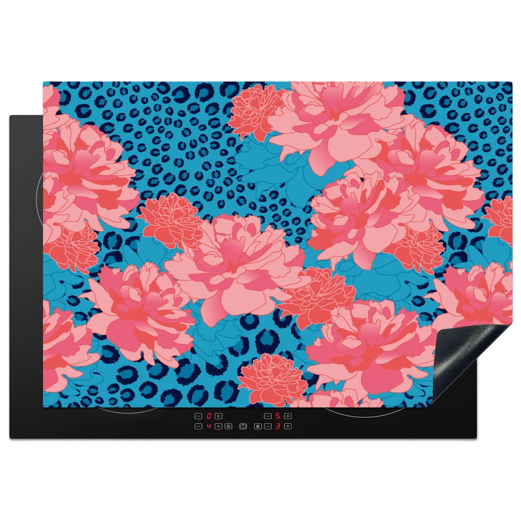 KitchenYeah Herdabdeckplatte Muster - Dschungel - Blume - Leopardenmuster , 75x52cm, Küche Deko, Glaskeramikkochfeld Herdabdeckung, Abdeckplatte...