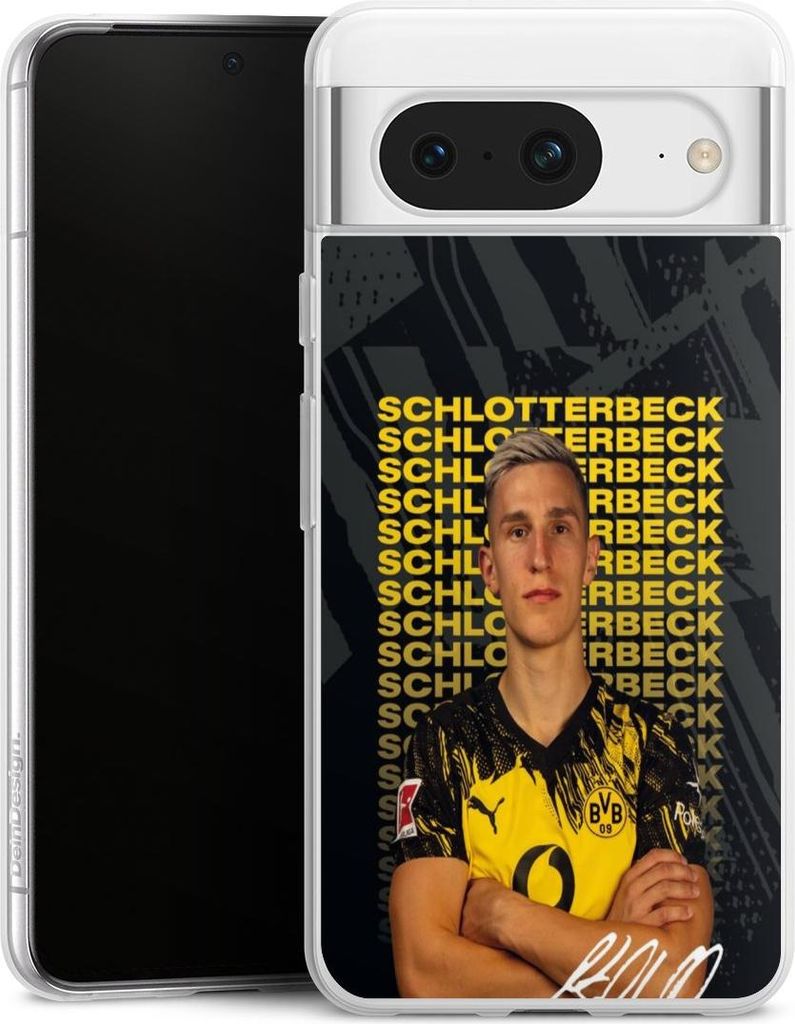 DeinDesign Slim Hülle für Google Pixel 8 Silikon Case Ultra Dünn Handyhülle BVB Borussia Dortmund Nico Schlotterbeck
