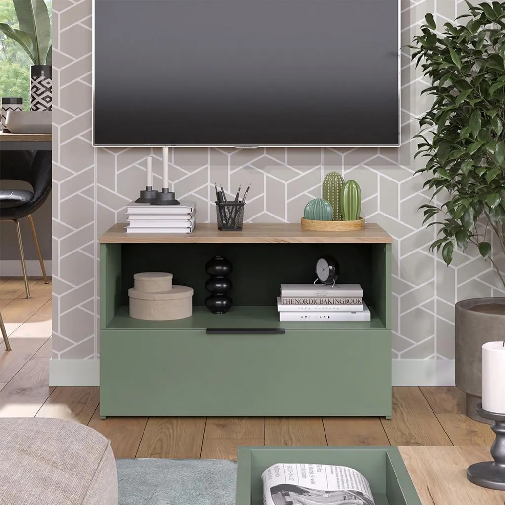 Commode Vicco Wido Vert 80x50 cm avec compartiment fermé - Modèle 57453