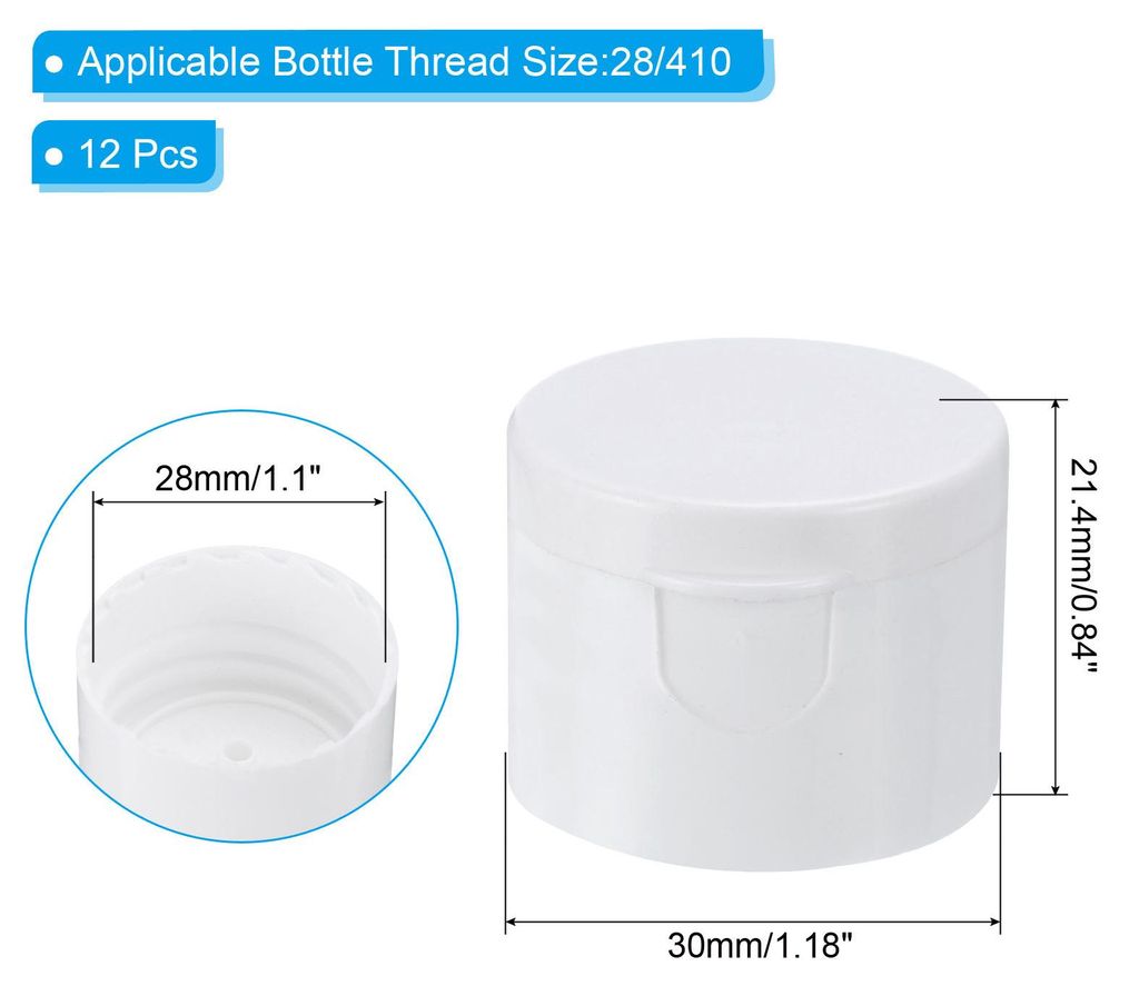 12 Stš¹ck Flip Cap fš¹r Reiseflaschen zum Befš¹llen, ?:28mm Klappdeckel fš¹r Plastikflaschen zum Befš¹llen, Deckel fš¹r Travel Bottles ...