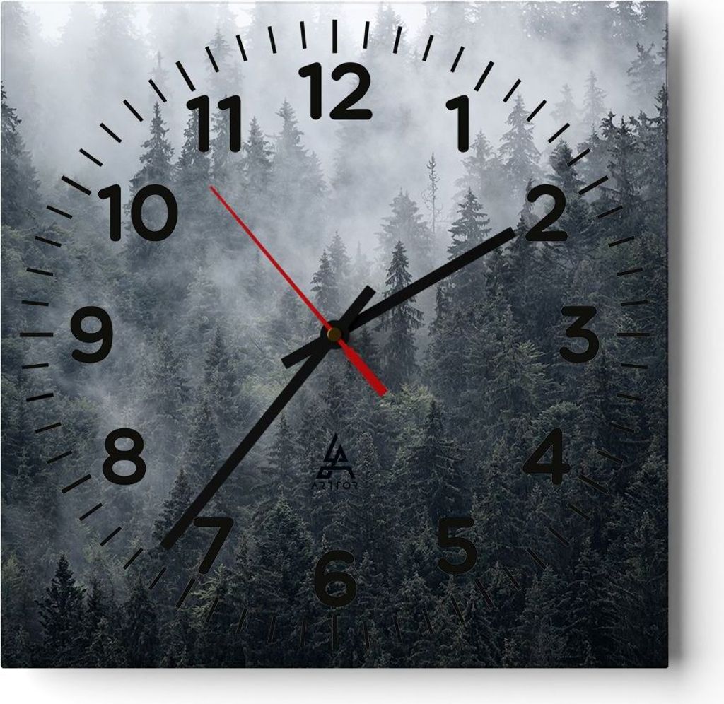 Wanduhr - Quadrat - Glasuhr - Wald Baum Natur - 30x30cm - Schleichendes Uhrwerk - Lautlos - zum Aufhängen bereit - Dekoration Modern - Wanddekorat...