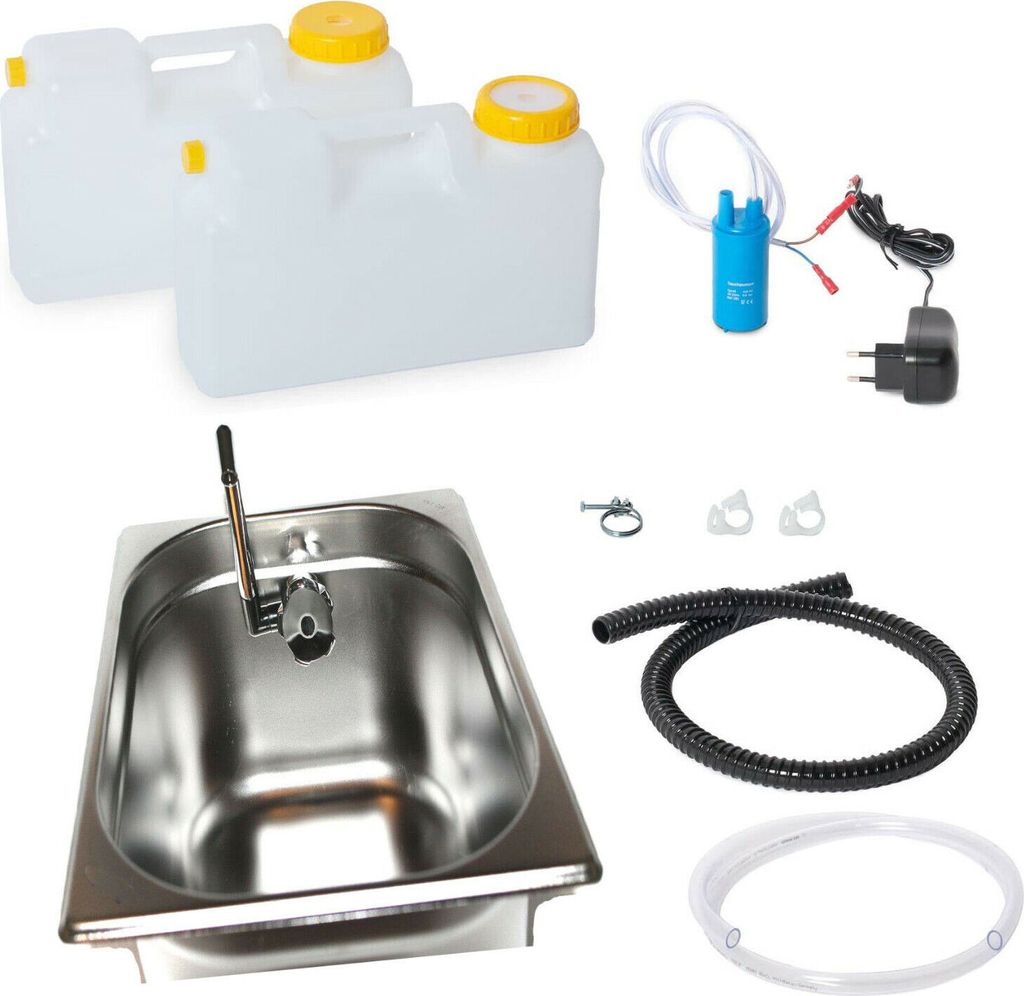 230V Miniküche Gartenhaus Bausatz Spüle 325x265x150mm integr. Marktstand Reisemo
