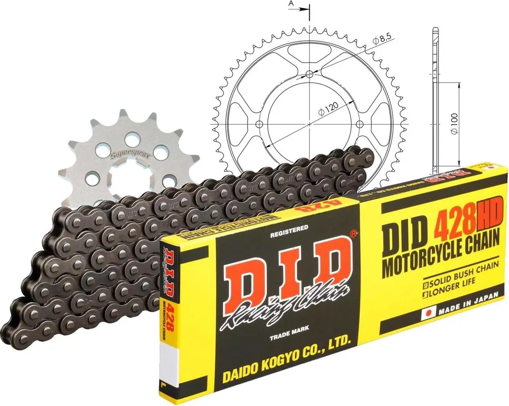 Kit chaîne anti-usure pour Beta RR 125 LC avec attache rapide DID