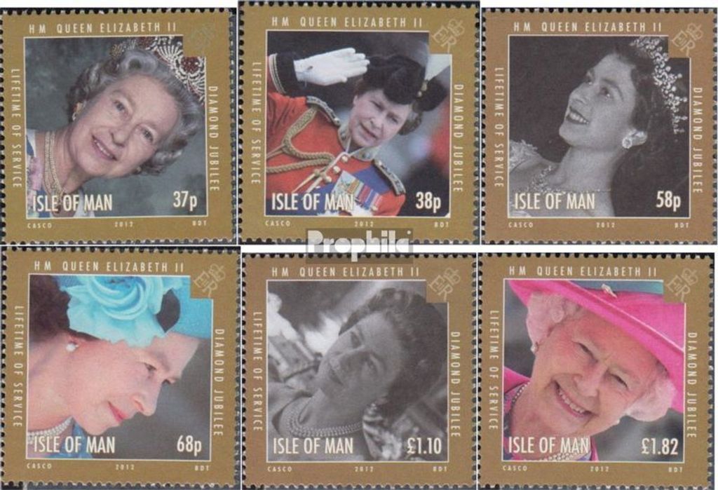 Briefmarken GB - Isle of Man 2012 Mi 1751-1756 (kompl.Ausg.) postfrisch Thronbesteigung Königin Elisabeth II.