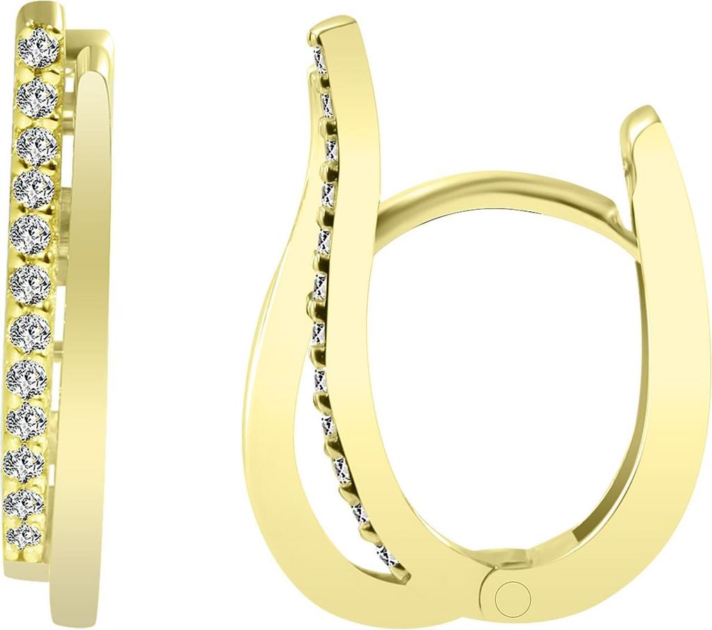 585/- Gold Klapp-Creolen, Zirkoniabesatz, Gelbgold, 14 Produktbild 