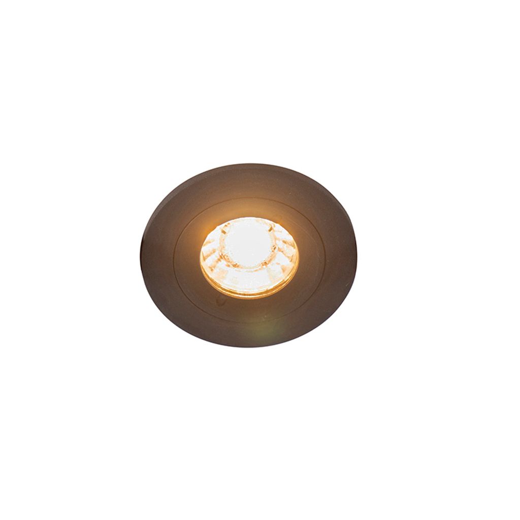 QAZQA - Moderne Bad I Badezimmer Außen Einbauleuchte schwarz IP44 - Xena Round I Außenbeleuchtung - Aluminium Rund - LED geeignet GU10