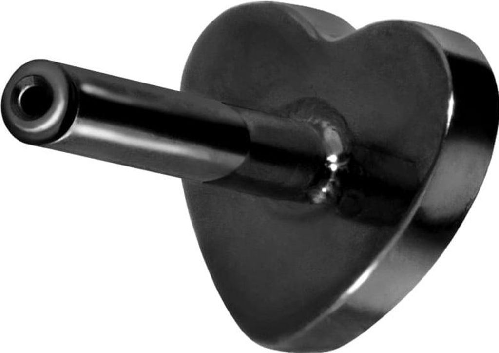 Ohrpiercing, Nasenpiercing Titan Labret mit Push Fit ohne Kugel HERZ Schwarz Stablänge: 6mm | Stabstärke: 1mm