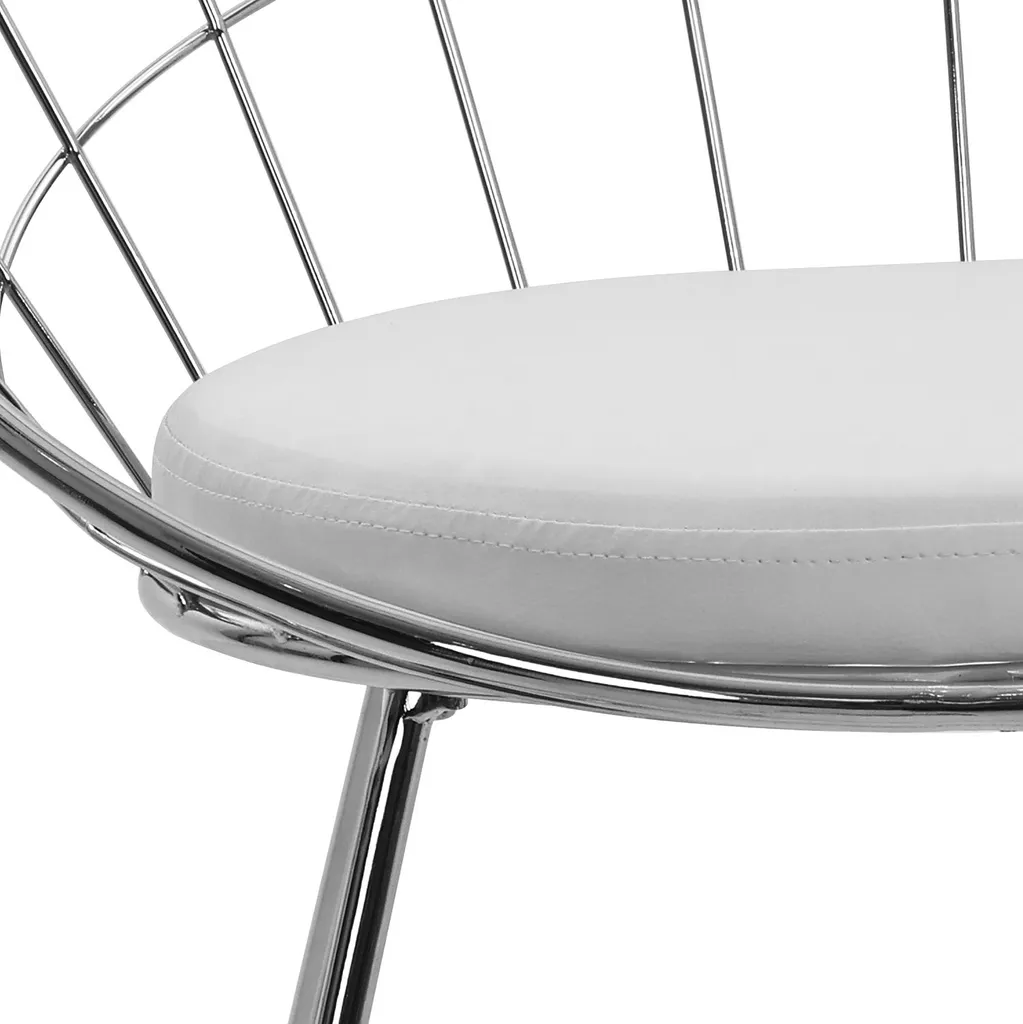Chaises design ALEX métal chromé et coussin blanc confort optimal - 5