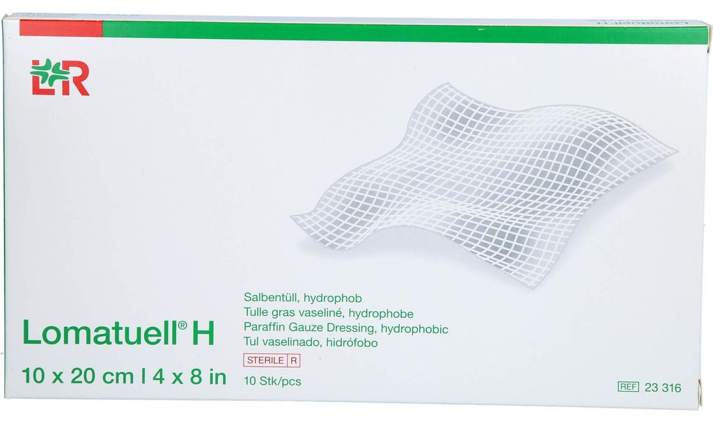 Lomatuell H tiul maściowy 10x20 cm sterylny 10 szt Zdjęcie produktu 