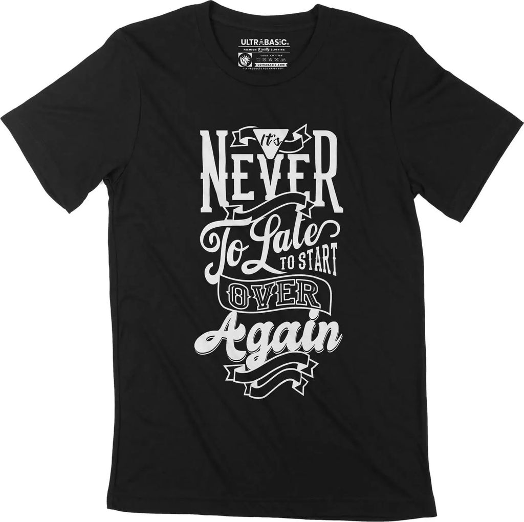 Herren Grafik T-Shirt Es ist nie zu spät positiv – It's Never Too Late Positive – Öko-Verantwortlich Vintage Jahrgang Kurzarm Lustige Druck G...