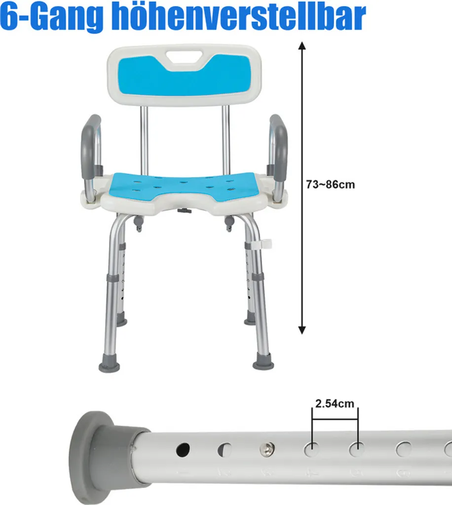 Tabouret de Bain pour Personne à Mobilité Réduite Hauteur Ajustable