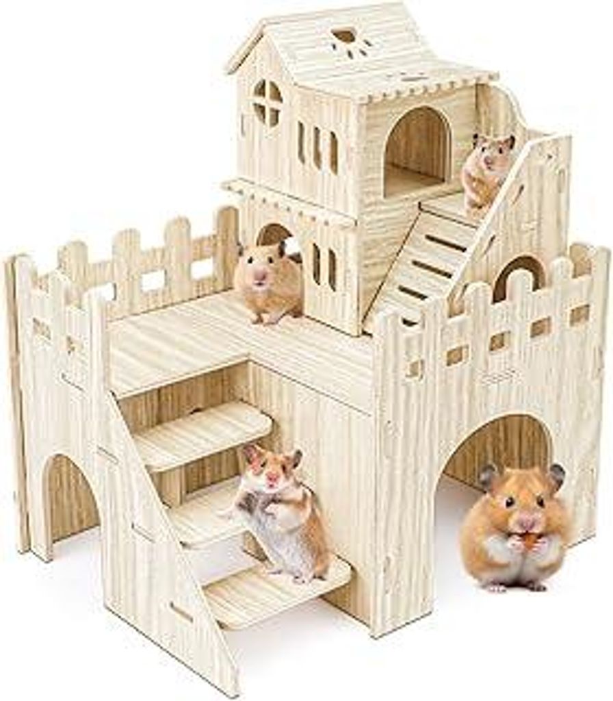 Hamsterversteck Hamsterhäuser und Verstecke mit Kletterleiter Hamster-Labyrinth Hamsterzubehör für größere syrische Hamster und Kleintiere