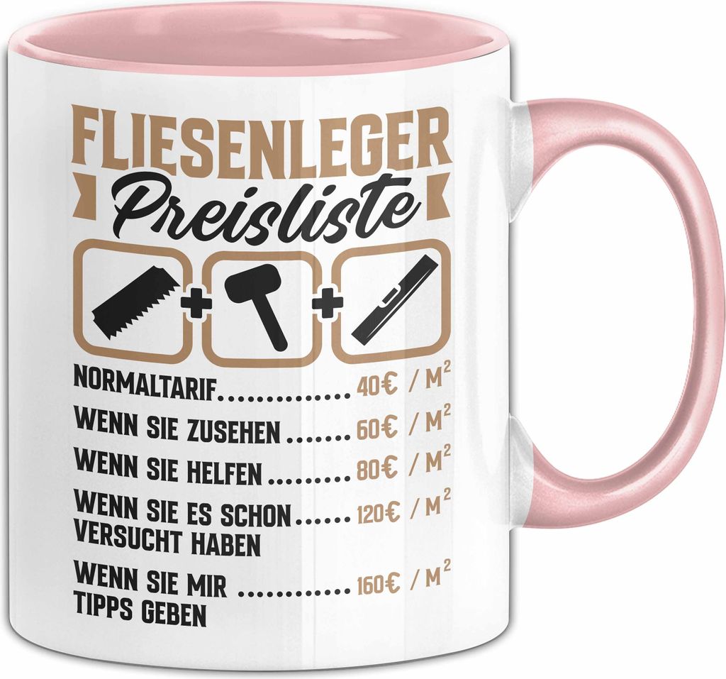 Fliesenleger Tasse Geschenk Lustiger Spruch Preisliste Produktbild 
