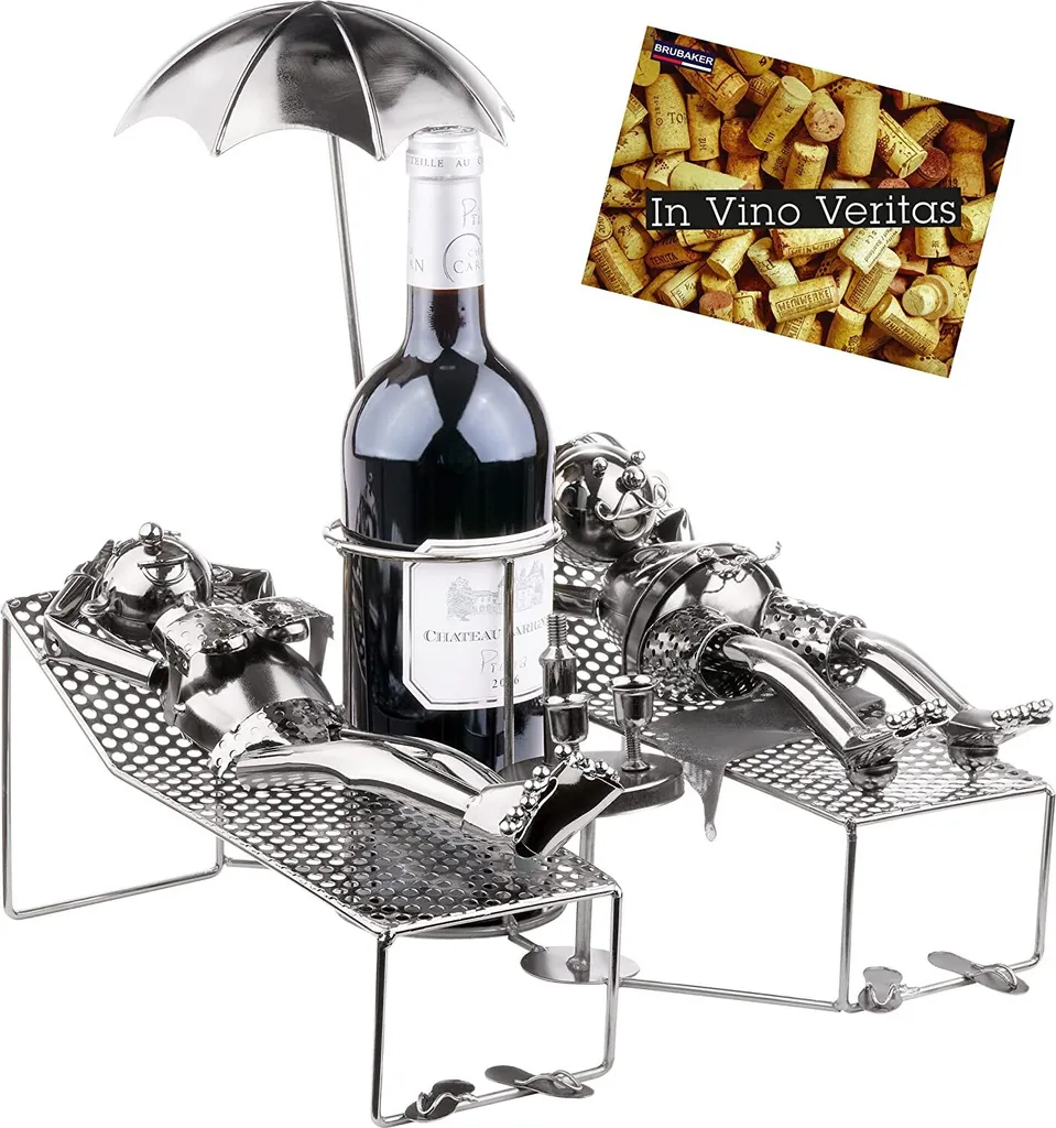 Portabottiglie Design Metallo BRUBAKER - Idea Regalo Coppia e Vacanza