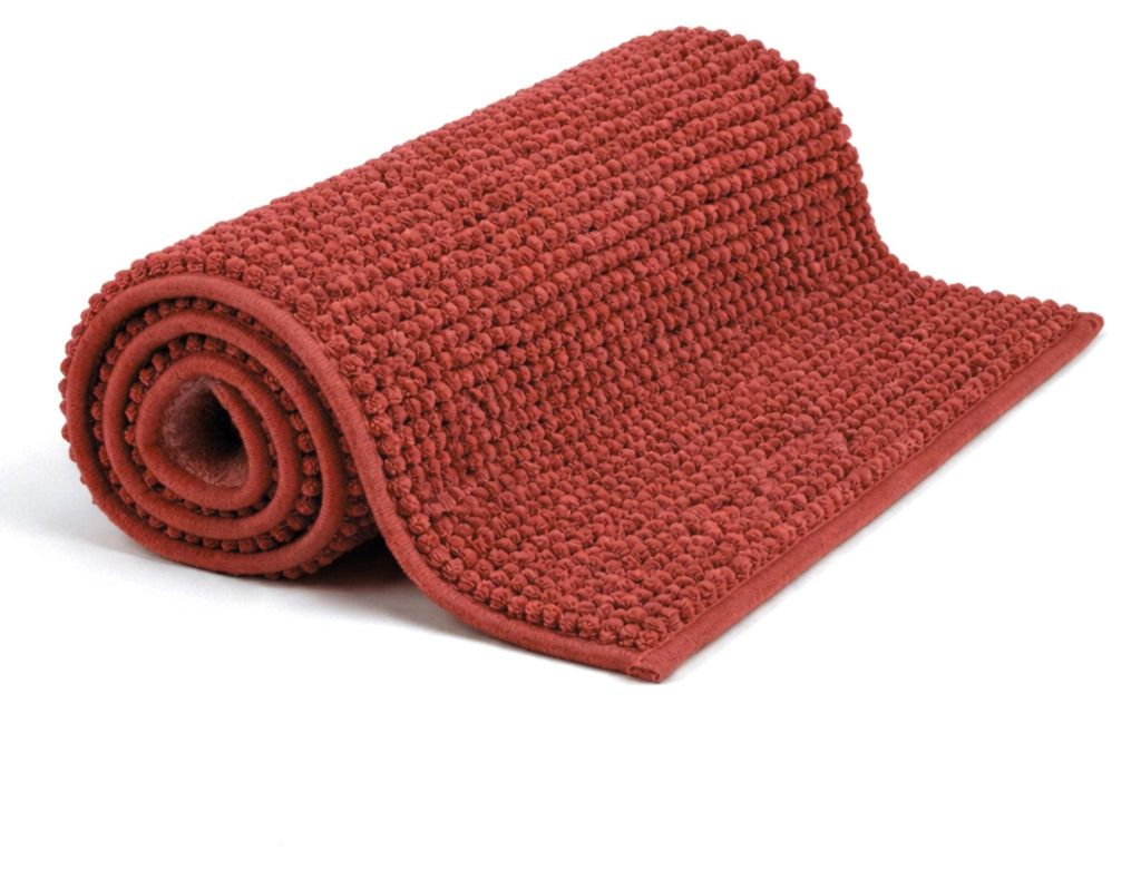 G.mütlich Badezimmerteppich Chenille 40x60 cm, Badematte flauschig & rutschfest, saugfähiger Duschvorleger Dusche Wanne Rot
