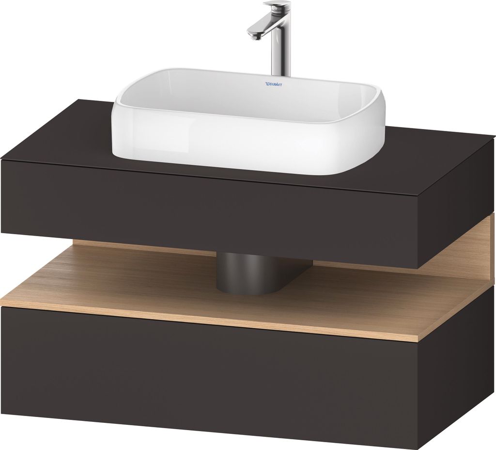 Duravit Qatego Konsolenwaschtischunterbau, 1 Auszug, 1 Schubkasten, Ausschnitt mittig, 1000x550x600mm, Nische Eiche Natur, QA4731030800000