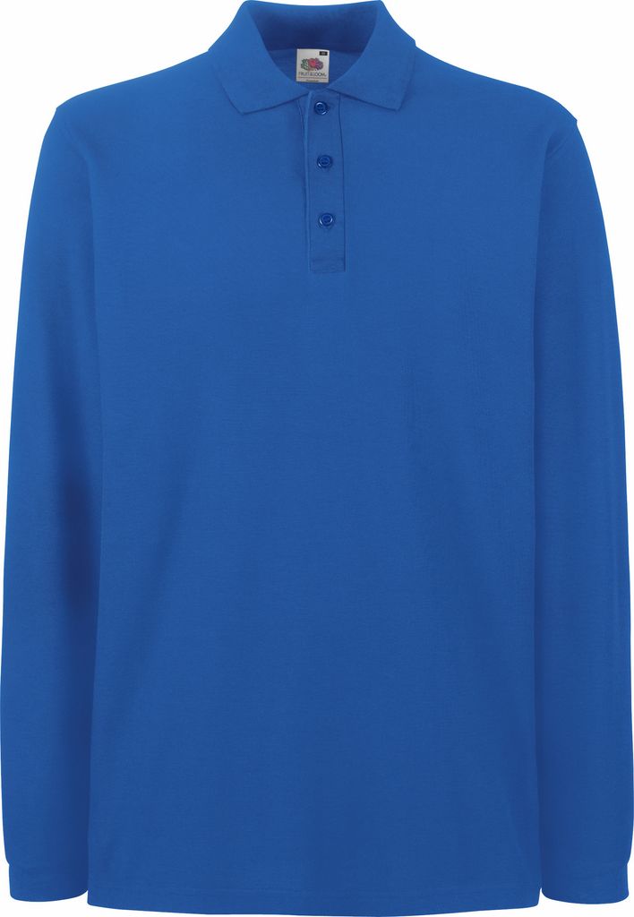 Fruit Of The Loom Premium Herren Polo-Shirt, Langarm BC1383 (3XL) (Königsblau)