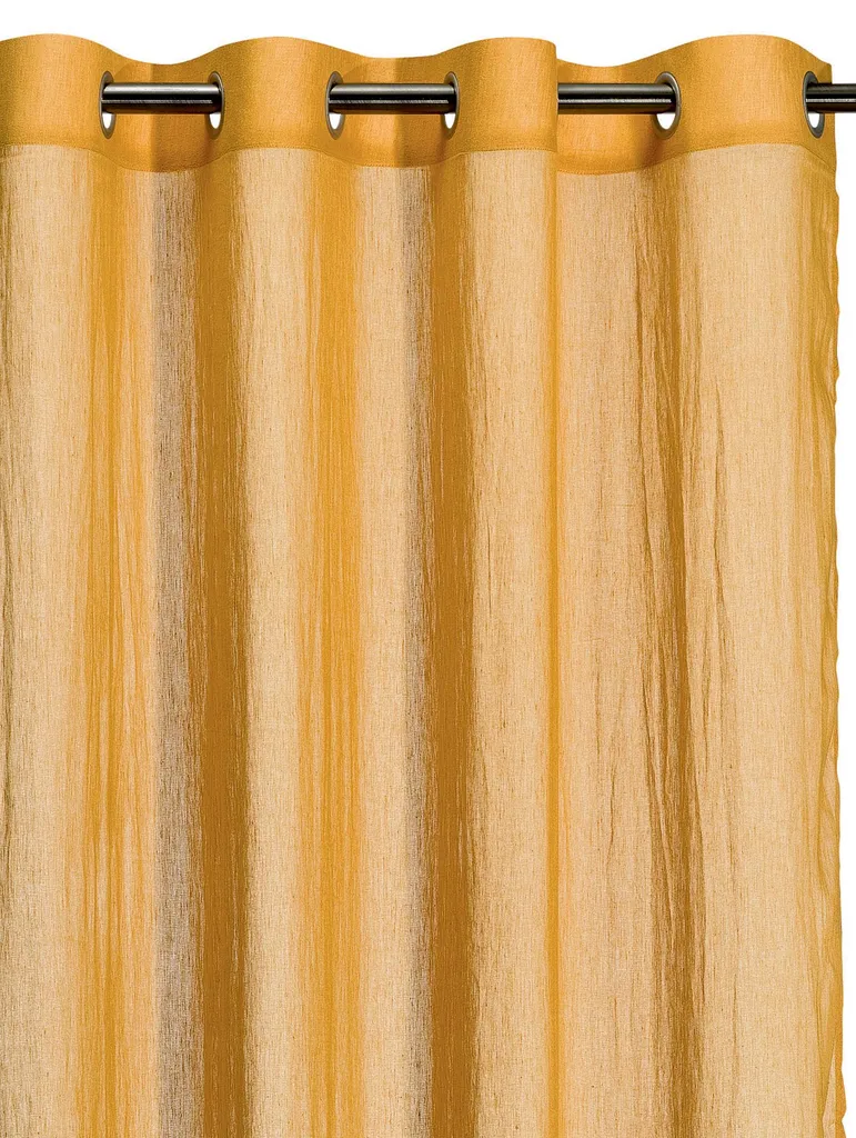 Voilage en lin mélangé ocre Zeff 140x280 cm - Rideau léger et tamisant chic