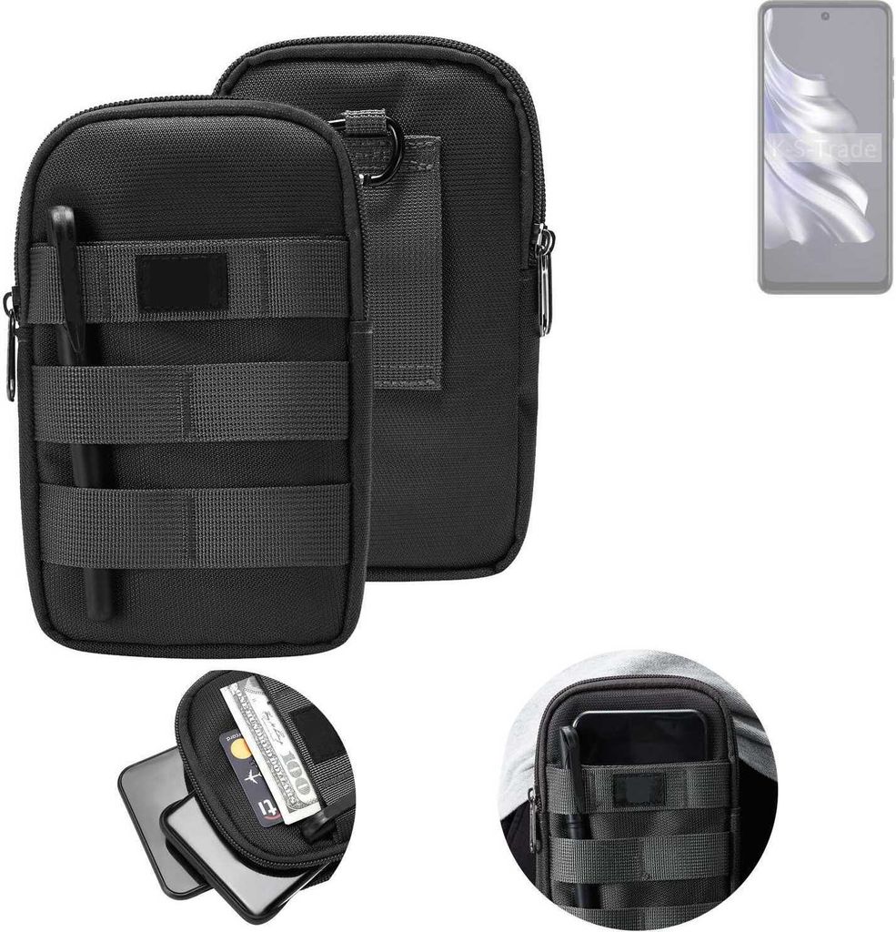 K-S-Trade Holster Gürtel Tasche kompatibel mit Tecno Spark 20 Pro Handy Tasche Schutz Hülle dunkel-grau viele Fächer, 1x