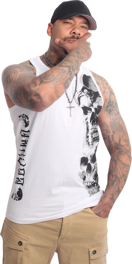 Yakuza Herren Mouth Slim Racer Tanktop, Weiß, XL