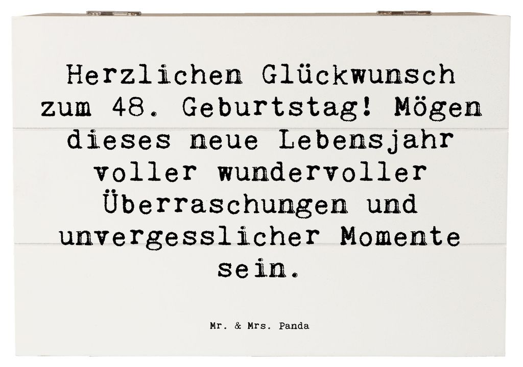 Mr. & Mrs. Panda Box Spruch 48. Geburtstag 22 x 15 cm - Weiß - Geschenk, Geschenkbox, geschenkkiste, Happy Birthday, Feiern, fotobox, Meilenstein,...