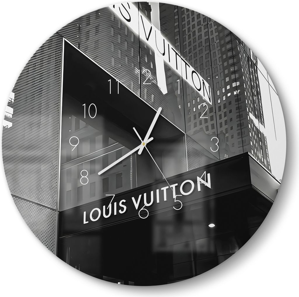 DEQOART Glasuhr Ø50 cm Zahlen 'Urbaner Glanz' Wanduhr Glas Produktbild 