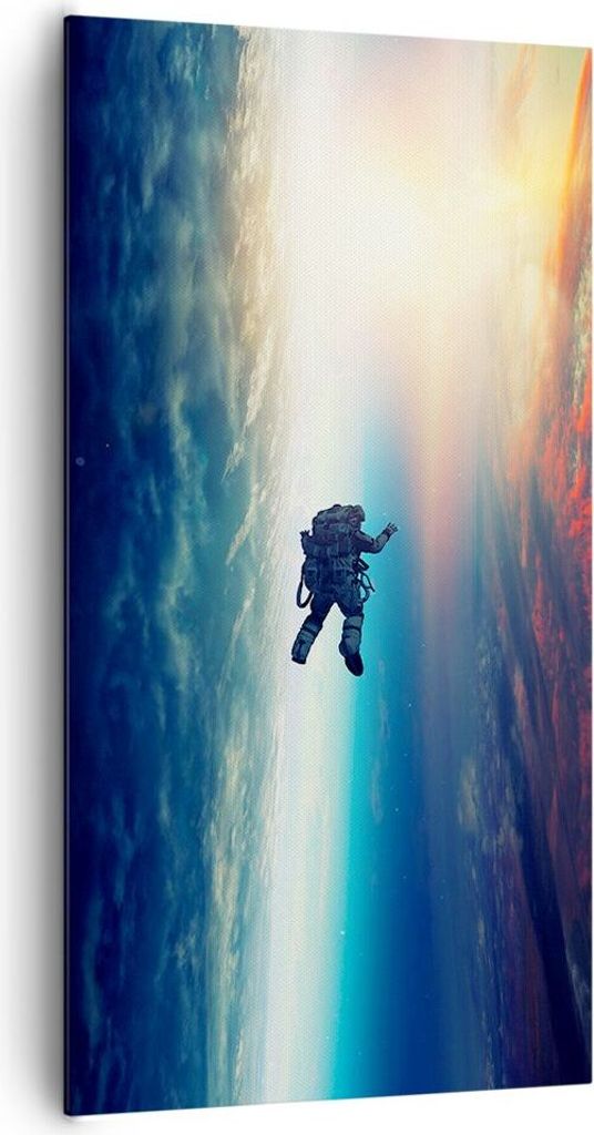 Bild auf Leinwand - Leinwandbild - Einteilig - Kosmos Astronaut Planet - 65x120cm - Wand Bild - Wanddeko - Wandbilder - Leinwanddruck - Bilder - Wa...