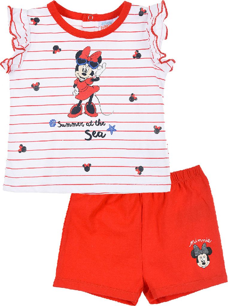 Minnie Mouse Kinder Sommer-Set Mädchen T-Shirt mit Short kurze Hose Set, Farbe:Rot, Größe:67