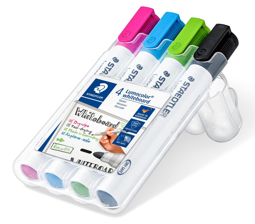 Staedtler Lumocolor 351, 4 szt., Czarny, Jasny Niebieski, Zdjęcie produktu 