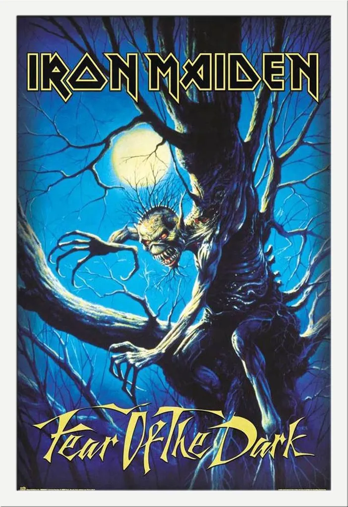 Poster Iron Maiden Fear of the Dark Incorniciato - Edizione Bianca Shinsuke