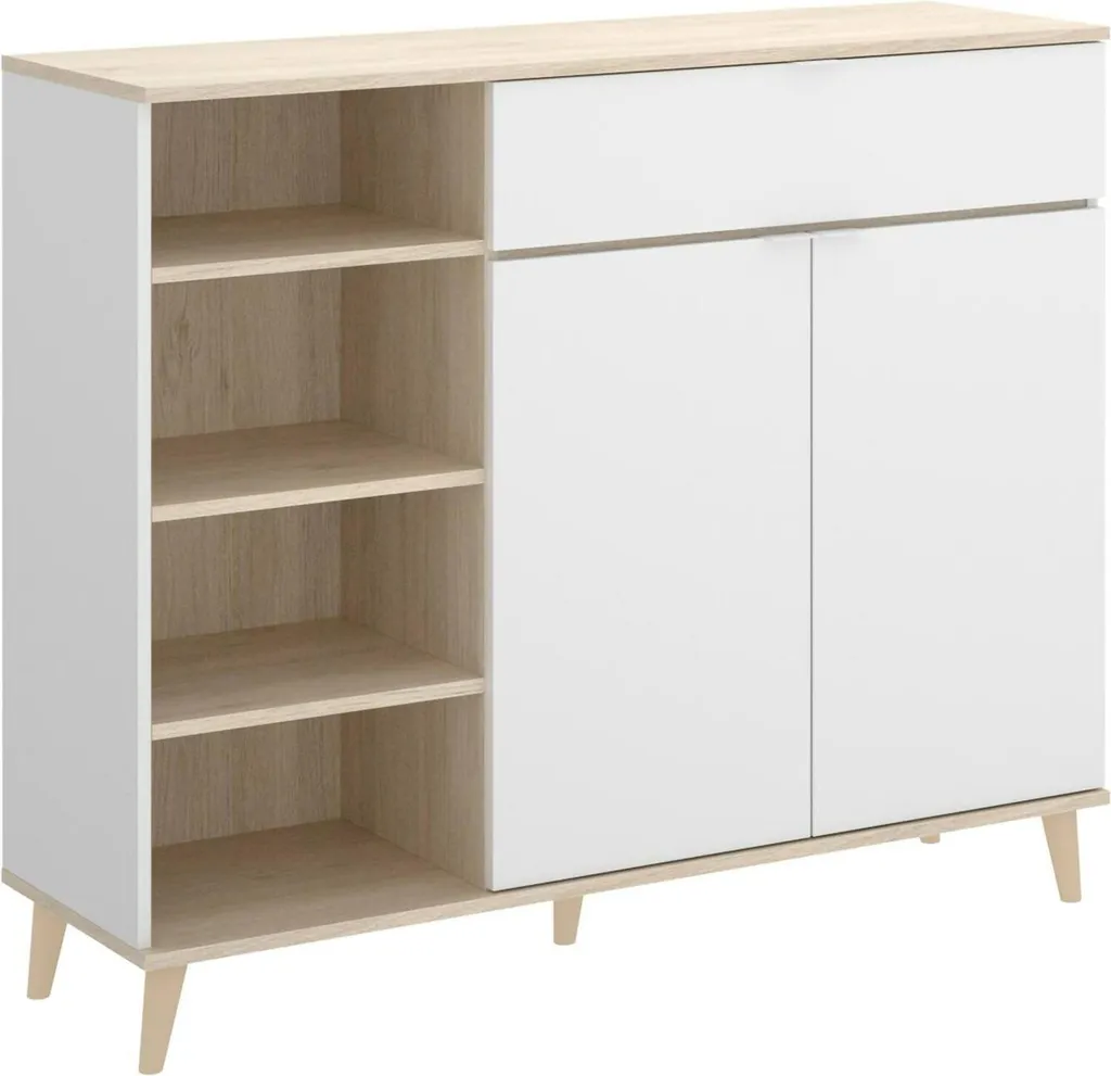 Buffet blanc Aleandro 120x40x102h cm avec tiroir de rangement spacieux
