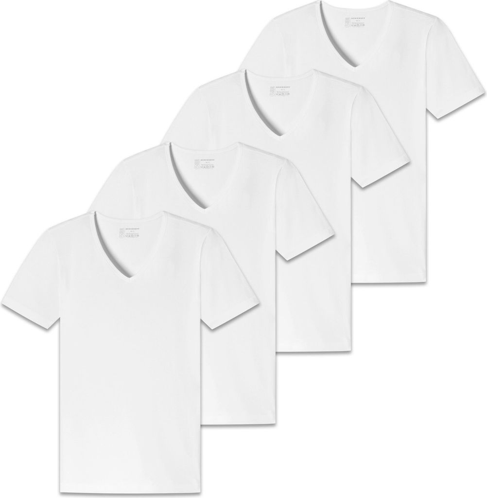 SCHIESSER Herren T-Shirt 4er Pack - Serie "95/5", V-Ausschnitt, S-4XL Weiß L