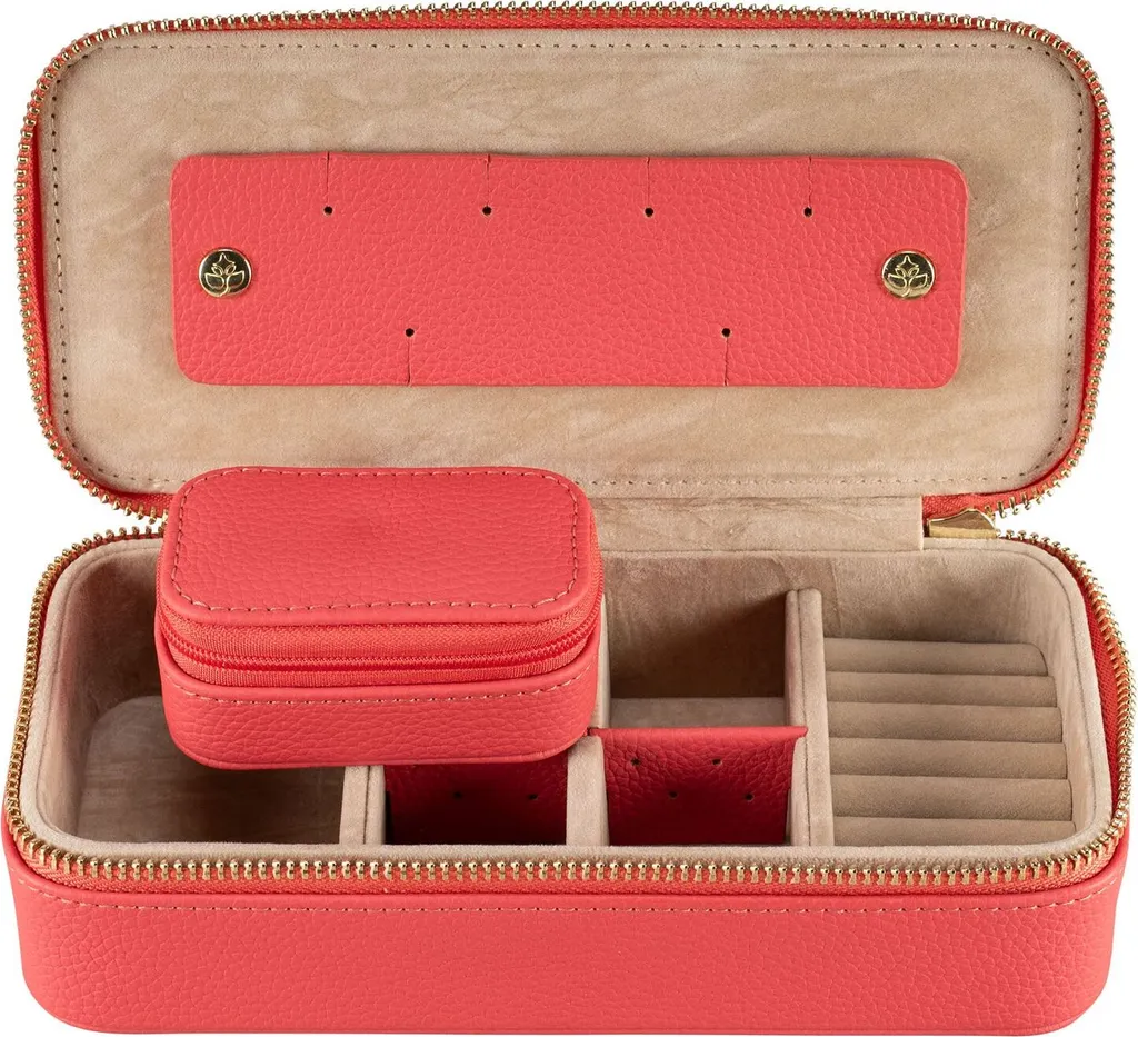Coffret à bijoux Aurora WINDROSE corail avec compartiments et miroir chic - 2