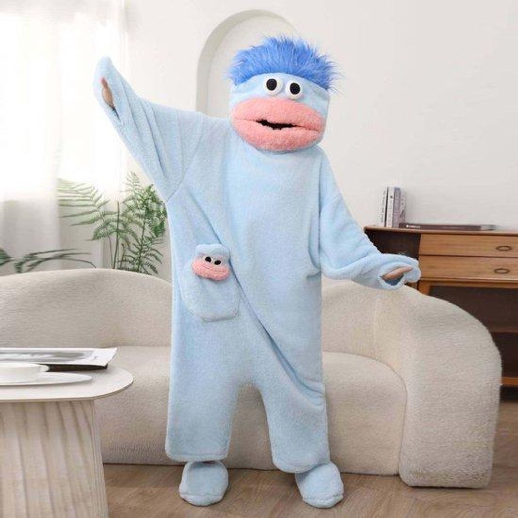 Silly Onesie Blau Plüsch Monster Onesie Pyjama – Produktbild 