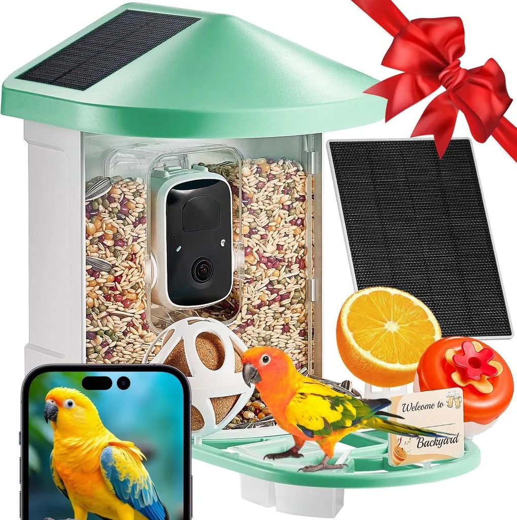 Mangeoire oiseaux connectée pour observation vidéo IA sur mobile