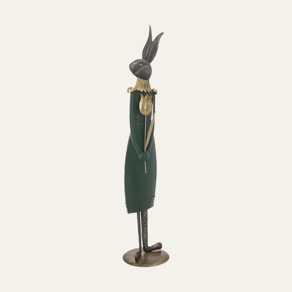 Déco de Pâques : Lapin en Fer-blanc Vert pour Centre de Table Mural - 6