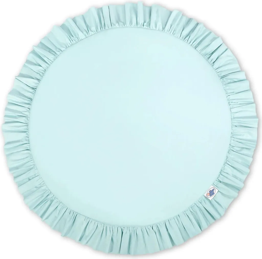 Tapis de jeu 80 cm en fibres naturelles et volants coloris jasminé