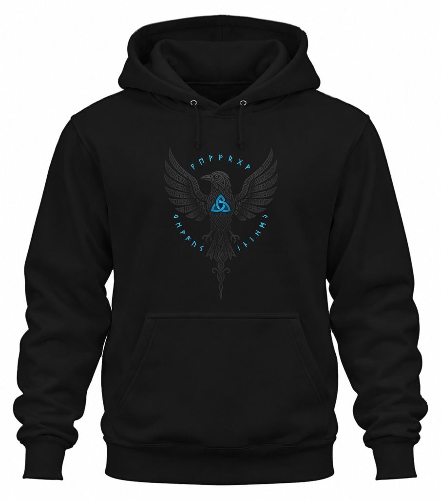 Sudadera con capucha uni, diseño "Vikingo Rabe", con runas Imagen del producto 