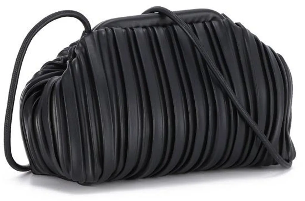 Pochette noire avec bandoulière et fermeture à glissière en cuir PU