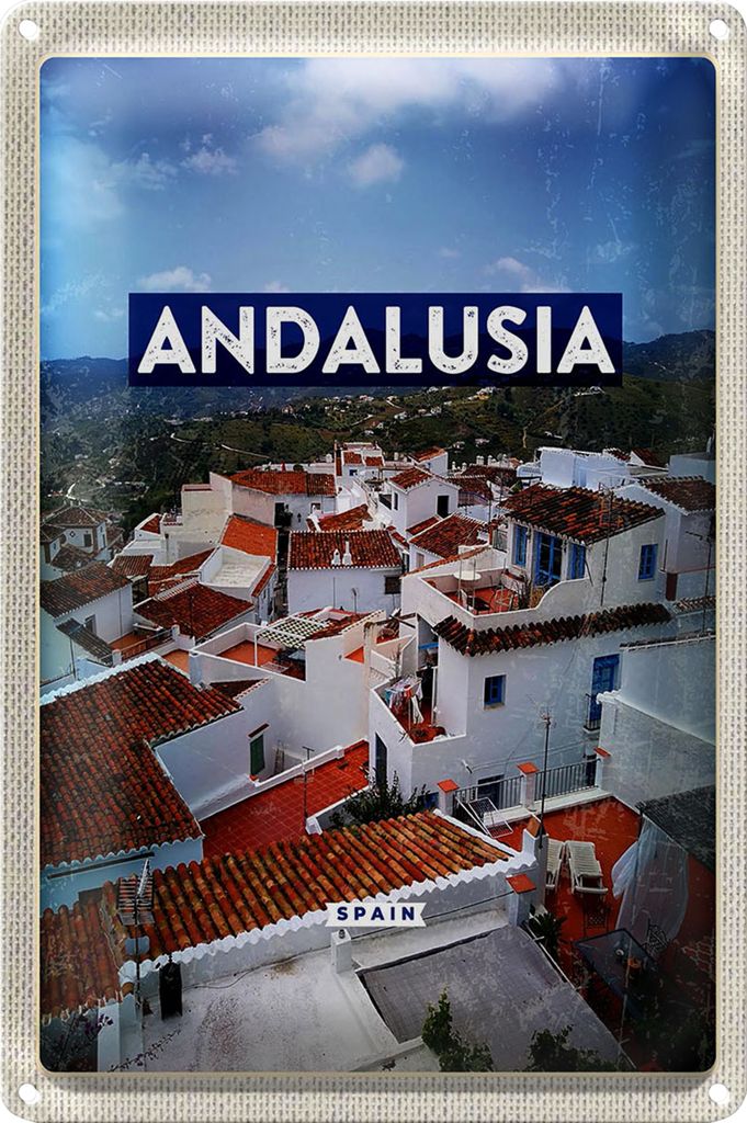 Blechschild Reise 40x30cm Andalusia Spain Panorama Tourismus