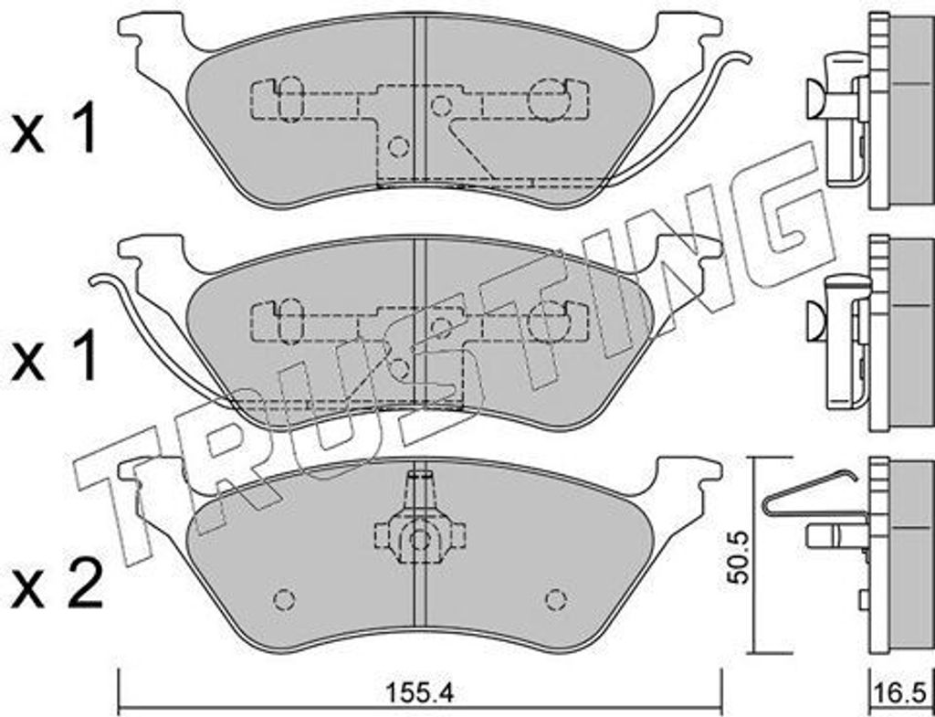 TRUSTING Bremsbeläge Satz Hinten Bremsklötze für CHRYSLER VOYAGER IV (RG, RS) 641.0