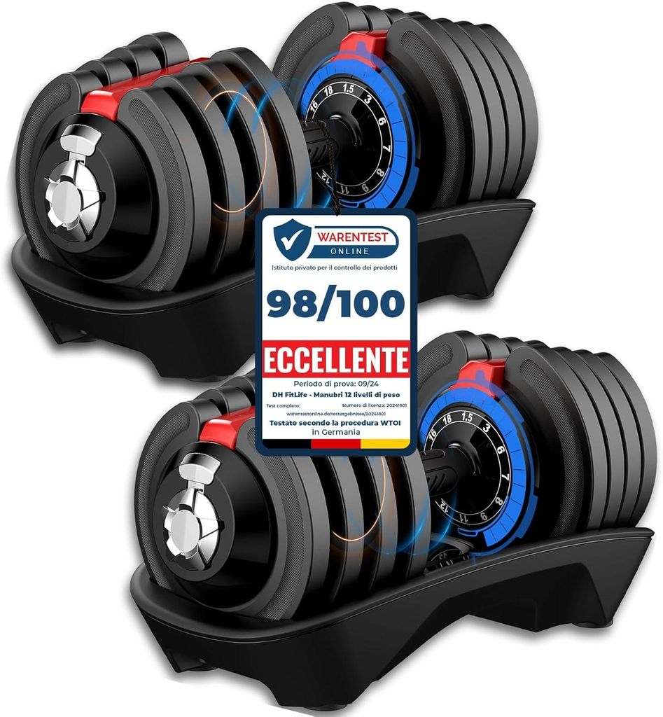 DH FitLife Set di Manubri Regolabili 12 Livelli da 2 kg a Immagine del prodotto 